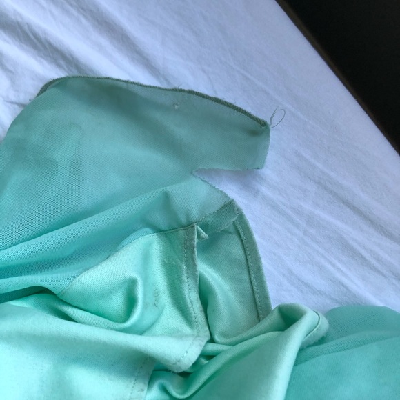 TEAL ONE SHOULDER SLIT DRESS - Picture 8 of 8